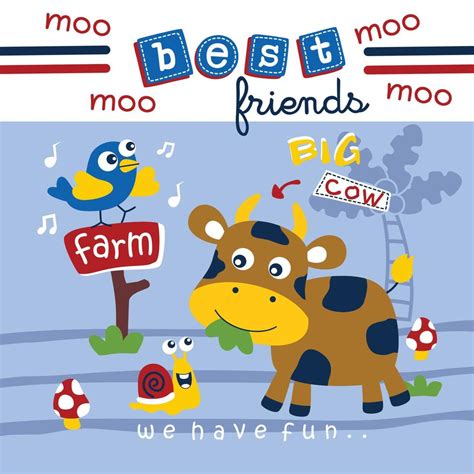 cow and best friends funny animal cartoon 16746802 Vector Art at Vecteezy