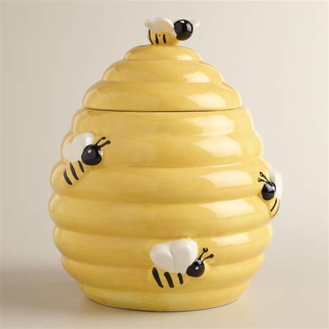 Ceramic Beehive Cookie Jar With Bee Handle Lid Brand New 1075 Tall