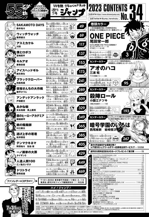 [情報] 週刊少年jump 2023年34號順位 Ptt 熱門文章 Hito