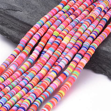 Wholesale Flat Round Handmade Polymer Clay Beads Jewelryandfindings