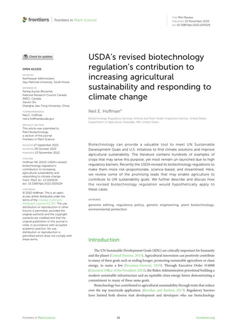 Pdf Usdas Revised Biotechnology Regulations Contribution To