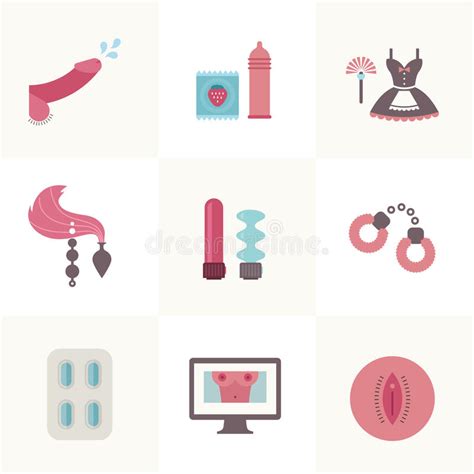 Sex Related Set Of Flat Icons Stock Vector Illustration Of Underwear