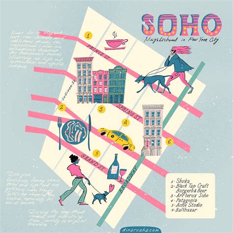 Illustrated map of Soho NYC by Dina Ruzha — Dina Ruzha