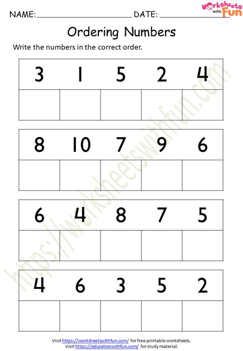 Number Order Worksheets 99worksheets Worksheets Library