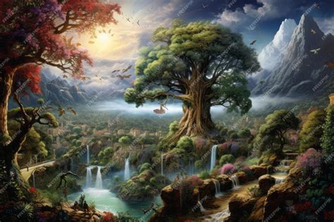 Premium AI Image | The Garden of Eden Unveiling the Heavenly ...