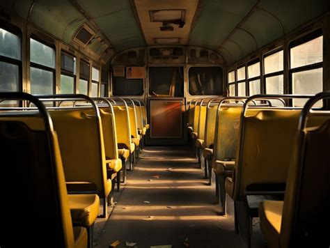 Premium Photo | Closeup inside view of old abandoned school bus with ...