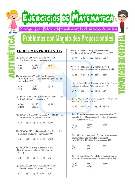 Problemas Con Magnitudes Proporcionales Para Tercero De Secundaria