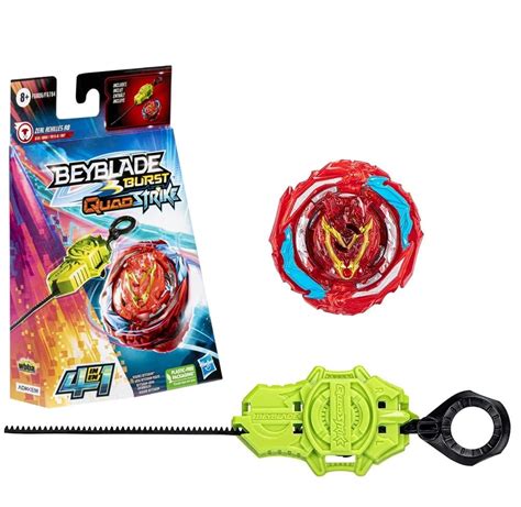 Beyblade C Lançador Burst QuadStrike Pião Zeal Achilles A8