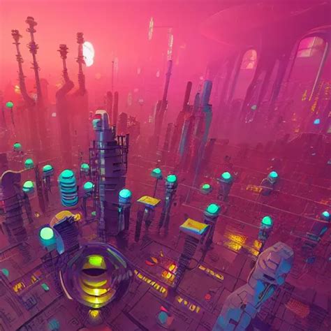 Biopunk City With Building Blocks Like Cells In The Stable Diffusion