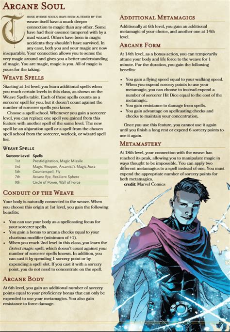 Arcane Soul Homebrew Sorcerer Subclass Rdndhomebrew