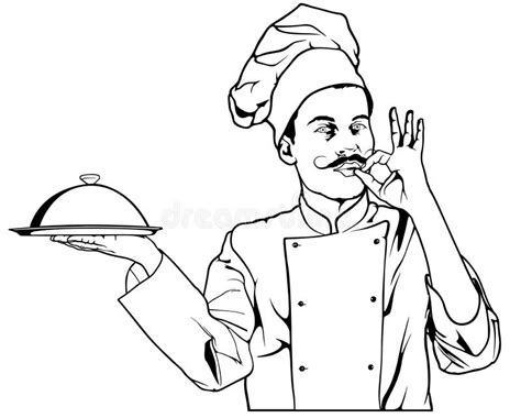 Chef Gesture Delicious And Holding A Cloche Platter Tray Stock Vector Illustration Of Cookery