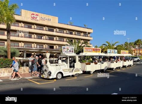 Land Train Parked Outside The Gf Fanabe Hotel In Costa Adeje Tenerife