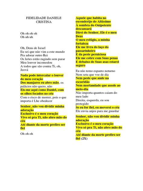 Letras Do Hino Fidelidade - Letra do Hino Fidelidade | PDF