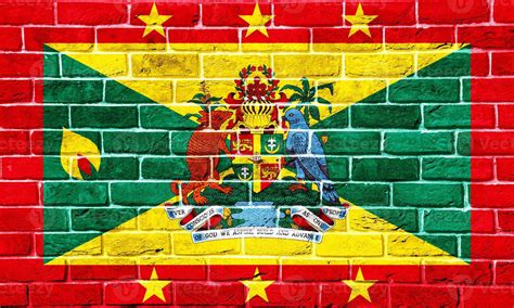 Flag And Coat Of Arms Of Grenada On A Textured Background Concept