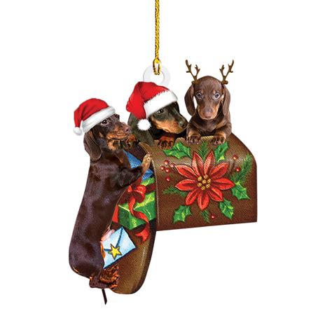 Black Dachshund Dog Ornaments Christmas Tree Funny Dachshund Christmas