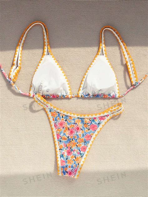 SHEIN Swim Mod Women S Floral Print Bikini Set Random Print Beachwear