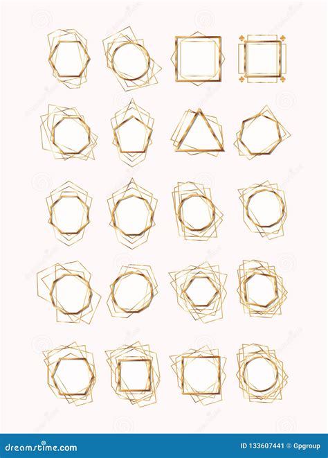 Geometrische Und Goldene Rahmen Vektor Abbildung Illustration Von