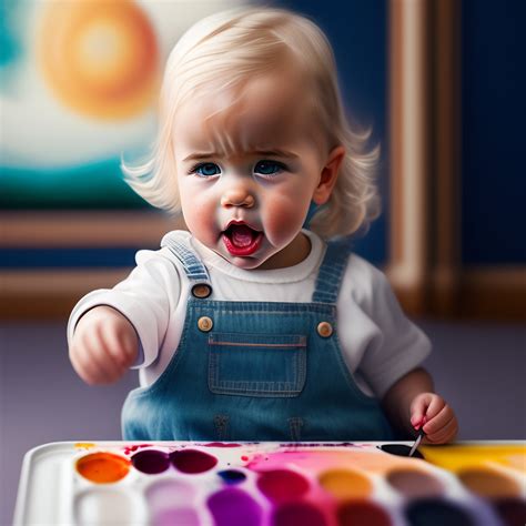 Lexica 3 Year Old Blonde Girl Having A Temper Tantrum Painting A Picture Photorealistic