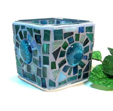 Stained Glass Mosaic Candle Holder For Votives Or Tealights Etsy Mosaic Candle Holders