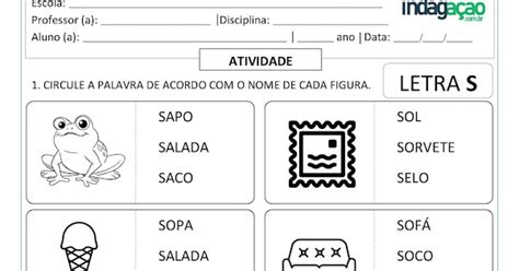 Sequência Alfabética para ditado da Letra S imprimir atividade INDAGAÇÃO