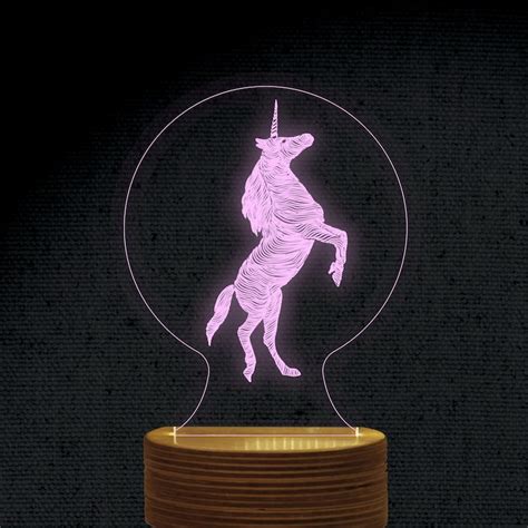 Unicorn D Illusion Acrylic Hologram Night Led Lamp Laser Cut Etsy