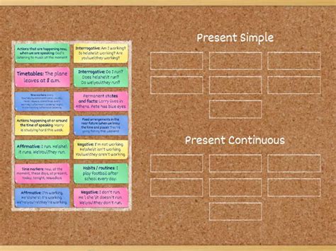 Present Simple vs. Present continuous, - Group sort