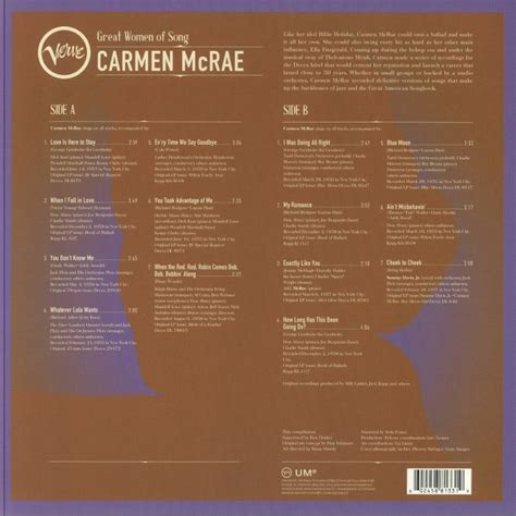 Carmen Mcrae Great Women Of Song Carmen Mcrae Vinyl At Juno Records