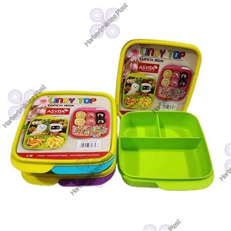 Jual Kotak Makan Plastik Sekat Lindy Lunch Box Tempat Makan Sekat