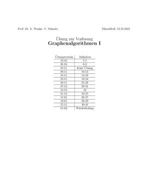 Blatt Graphenalgorithmen Graphenalgorithmen Ubungsblatt