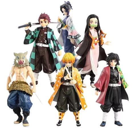 Kit 6 Bonecos Action Figure Demon Slayer 16cm Tanjiro Nezuko