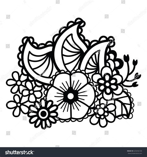 Mehndi Design Floral Pattern Coloring Book Stock Vector Royalty Free