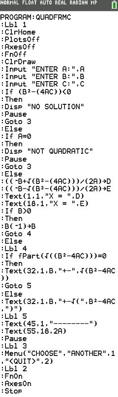 Quadratic Formula For The Ti And Steps