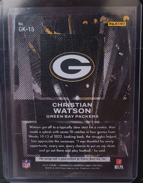 Panini Chronicles Gridiron Kings Red Signatures Christian Watson