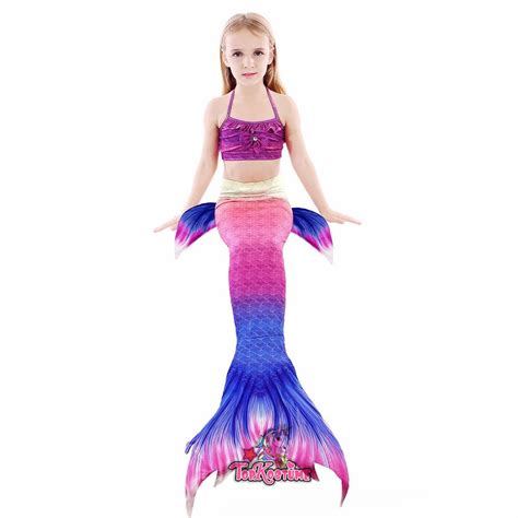 Meerjungfrau Kostüm Mädchen Bikini Badeanzug Kinderkostüm 3 Stück Set Topkostueme