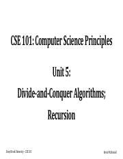 Cse Unit Divide And Conquer Algorithms And Recursion Pdf Cse