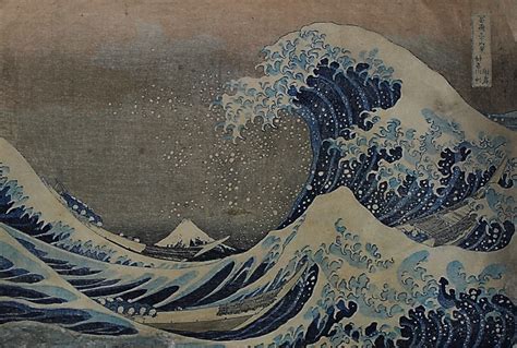 葛飾北斎 神奈川沖浪裏 本物浮世絵 旧大名家 分家筋 蔵品 年代物 広重 国芳 河鍋暁斎 芳年等に影響 Hokusai Blue名所絵