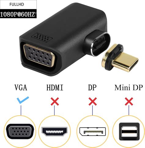 Qianrenon Usb C To Vga Magnetic Adapter Type C Male To Db Female