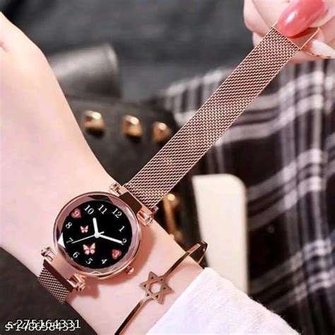 Luxury Mesh Magnet Buckle Starry Sky Quartz Watches For Girls