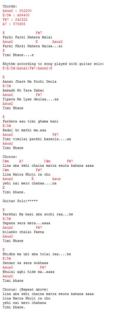 Guitar Chord Of Farki Farki by Albatross: Corrected Version - Guitar ...