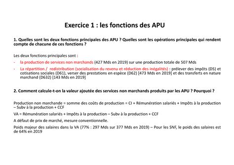 TD Macro Dossier 4 Exercice 1 Les Fonctions Des APU 1 Quelles