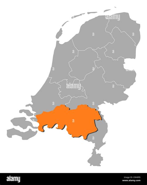 Political Map Of Netherlands With The Several States Where North