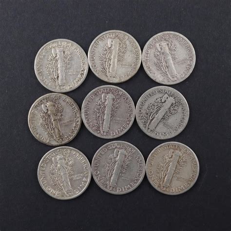 9 Mercury Silver Dimes | Property Room