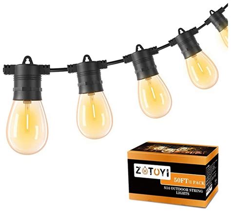 Zotoyi Outdoor String Lights Patio Light Ft Led Dimmable Lighting