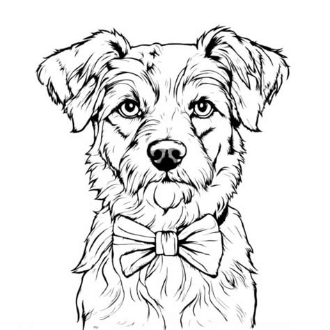 Download Adorable Dog Drawing with Bow Tie Coloring pages Online ...