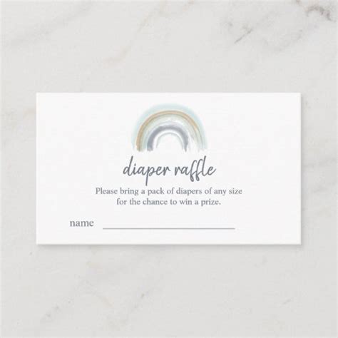 Blue Boho Rainbow Diaper Raffle Tickets Enclosure Card Zazzle