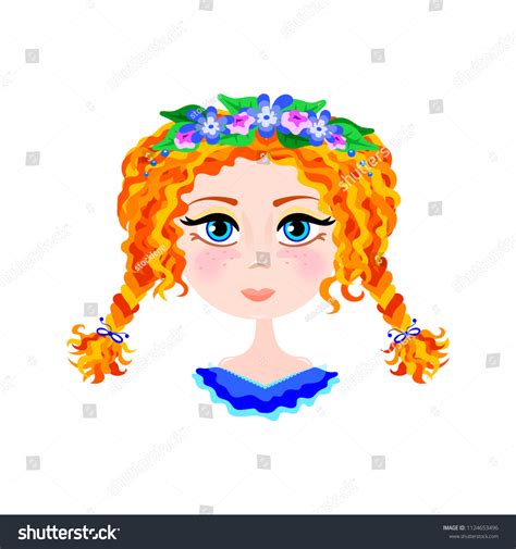 Little Cute Smiling Redhead Girl Flower Stock Vector Royalty Free