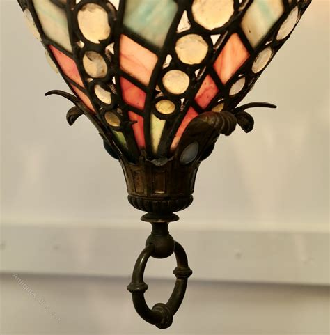 Antiques Atlas Large Arts And Crafts Stained Glass Hall Lantern