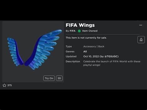 FREE ACCESSORY HOW TO GET FIFA Wings Roblox FIFA World Event YouTube