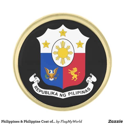 Philippines Philippine Coat Of Arms Flag Gold Finish Lapel Pin Zazzle