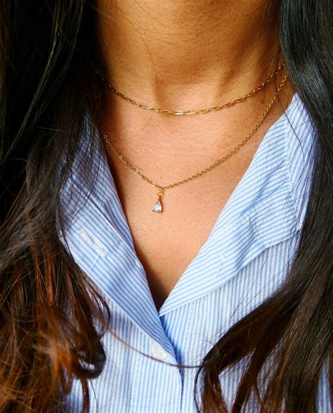 Dainty Paper Clip Necklace K Gold Plated Tiny Delicate Etsy